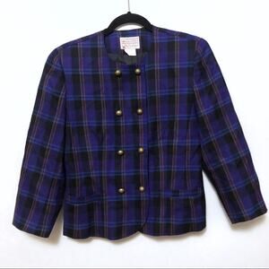 Vintage Pendleton Blazer Plaid tartan blue purple